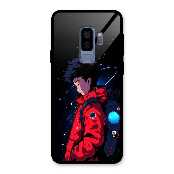 Cute Space Boy Glass Back Case for Galaxy S9 Plus