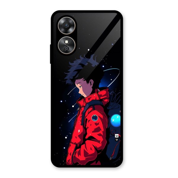 Cute Space Boy Glass Back Case for Oppo A17