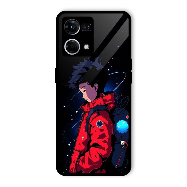 Cute Space Boy Glass Back Case for Oppo F21 Pro 4G