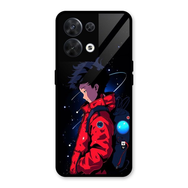 Cute Space Boy Glass Back Case for Oppo Reno8 5G