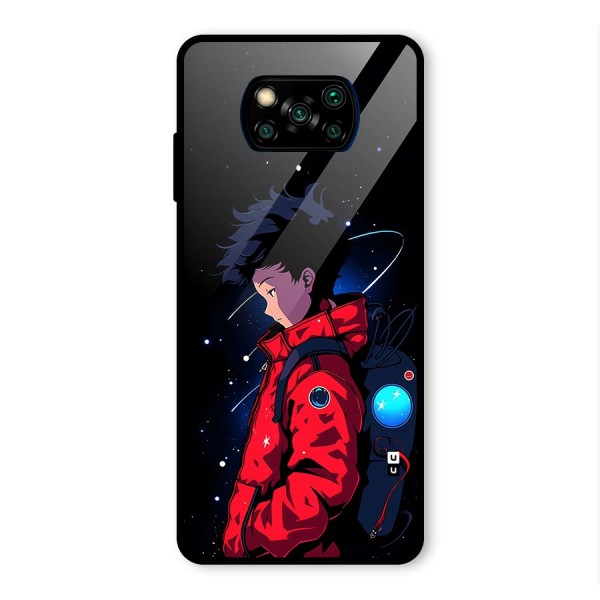 Cute Space Boy Glass Back Case for Poco X3 Pro