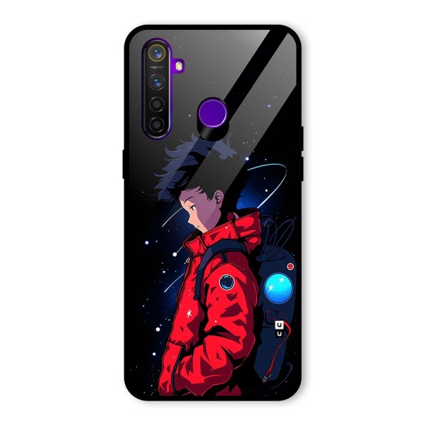 Cute Space Boy Glass Back Case for Realme 5 Pro