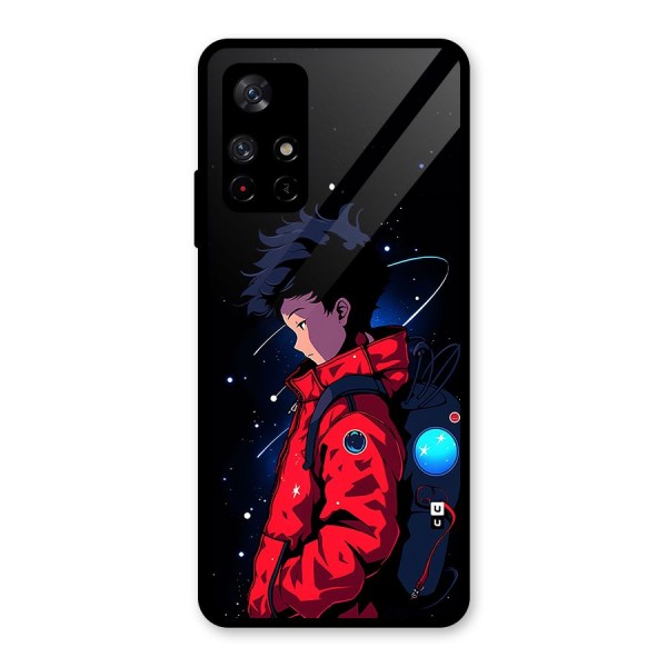 Cute Space Boy Glass Back Case for Redmi Note 11T 5G
