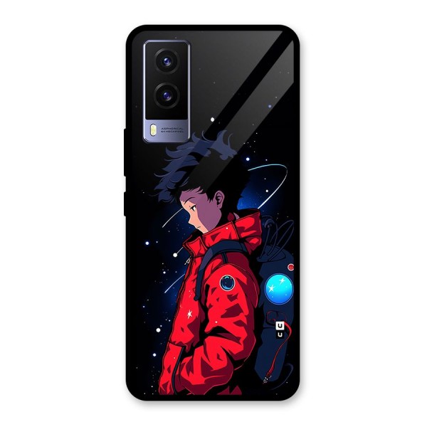 Cute Space Boy Glass Back Case for Vivo V21e 5G