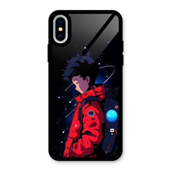 Cute Space Boy Glass Back Case for iPhone X