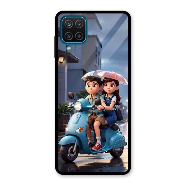 Cute Teen Scooter Glass Back Case for Galaxy A12