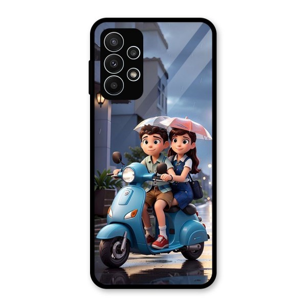 Cute Teen Scooter Glass Back Case for Galaxy A23