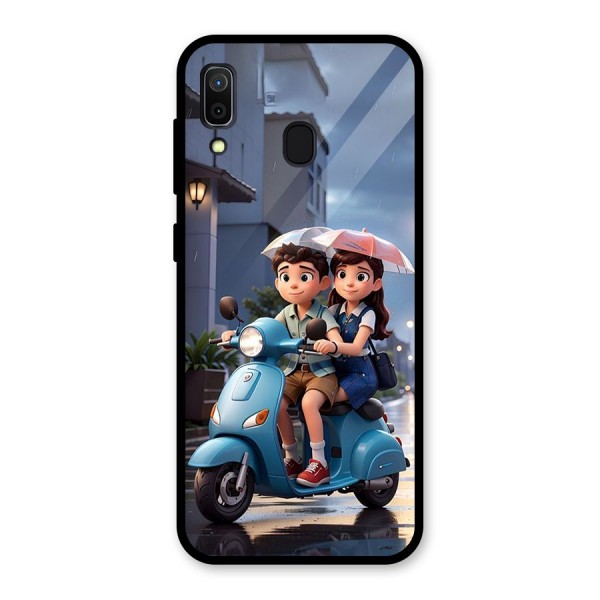 Cute Teen Scooter Glass Back Case for Galaxy A30