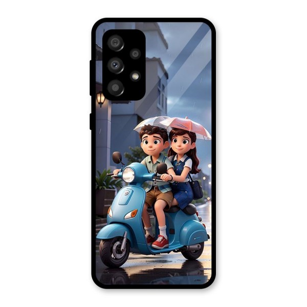Cute Teen Scooter Glass Back Case for Galaxy A32