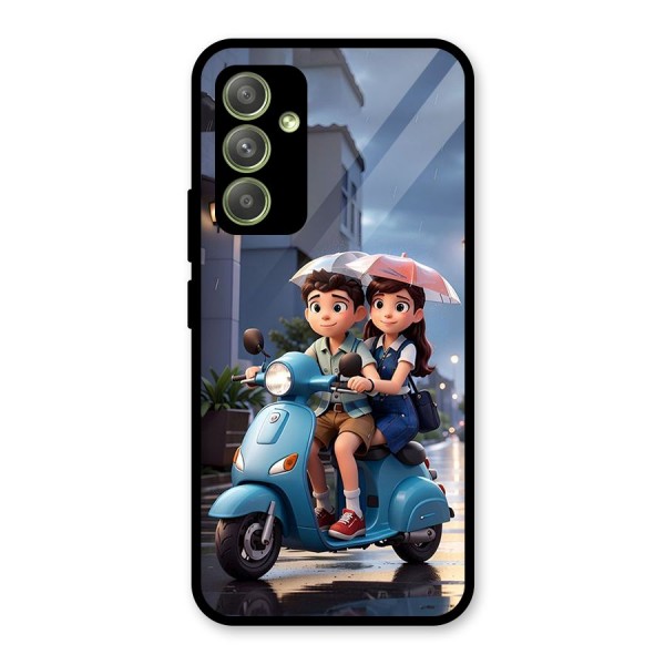 Cute Teen Scooter Glass Back Case for Galaxy A54