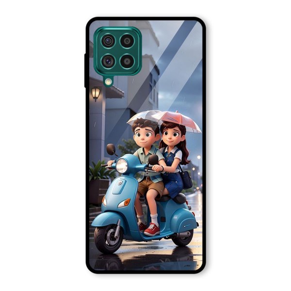 Cute Teen Scooter Glass Back Case for Galaxy F62