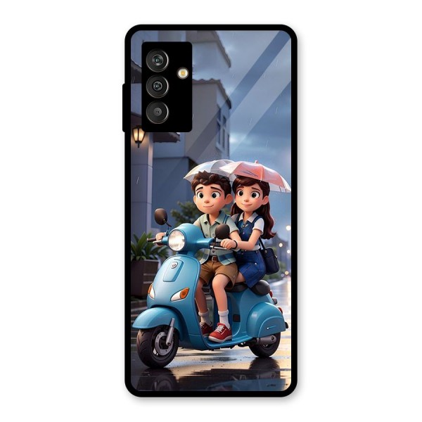 Cute Teen Scooter Glass Back Case for Galaxy M13