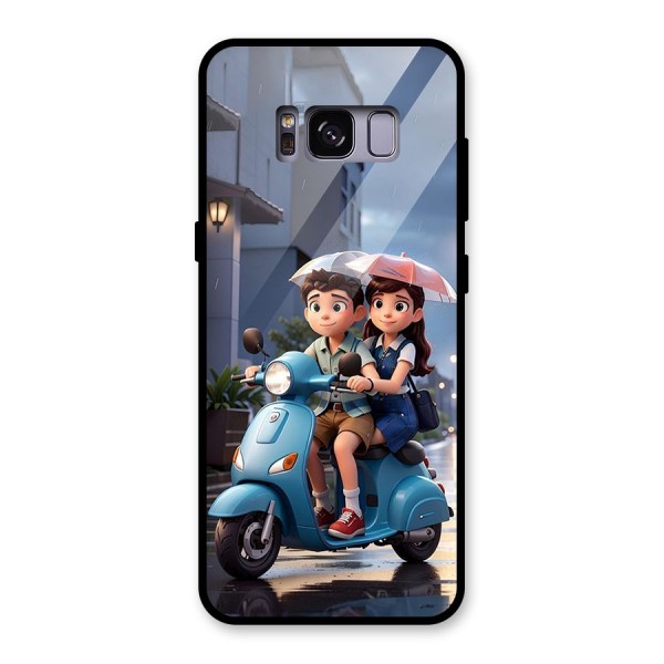 Cute Teen Scooter Glass Back Case for Galaxy S8