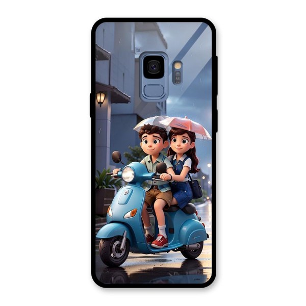 Cute Teen Scooter Glass Back Case for Galaxy S9