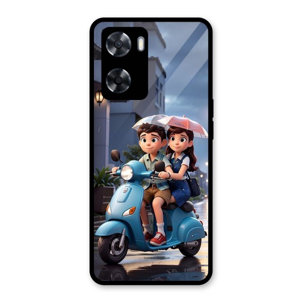 Cute Teen Scooter Glass Back Case for Oppo A57 2022