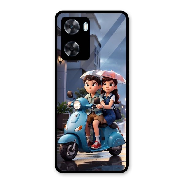 Cute Teen Scooter Glass Back Case for Oppo A77s