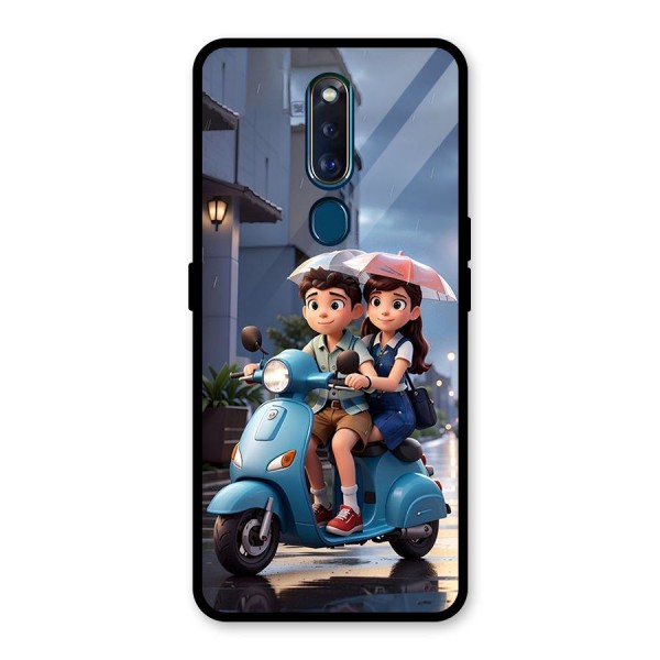 Cute Teen Scooter Glass Back Case for Oppo F11 Pro