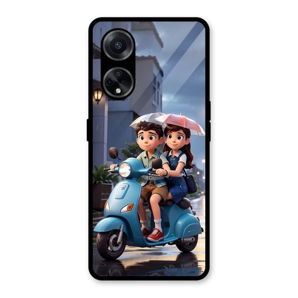 Cute Teen Scooter Glass Back Case for Oppo F23