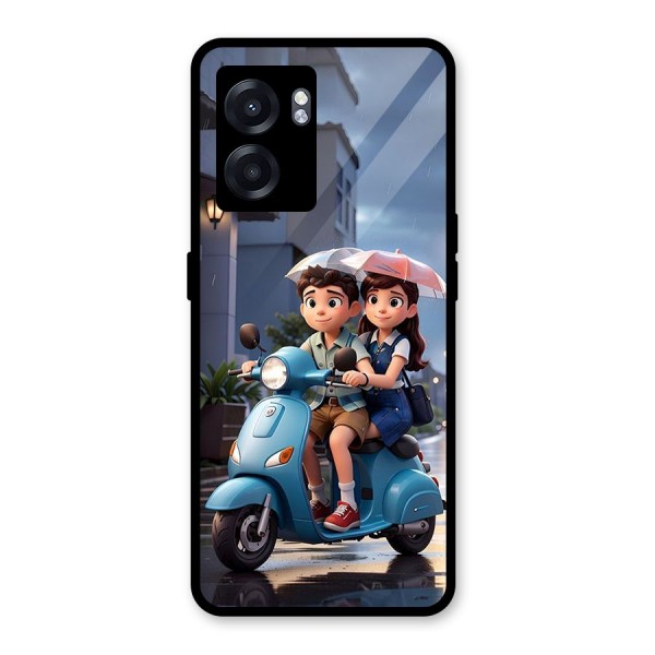 Cute Teen Scooter Glass Back Case for Oppo K10 (5G)