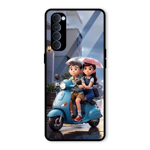 Cute Teen Scooter Glass Back Case for Oppo Reno4 Pro