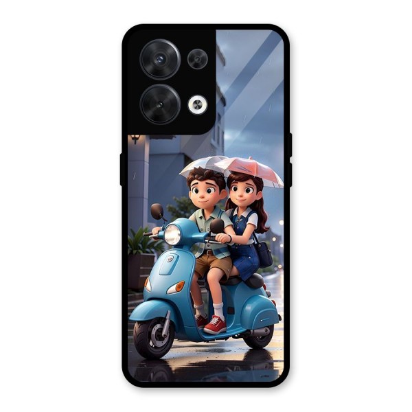 Cute Teen Scooter Glass Back Case for Oppo Reno8 5G