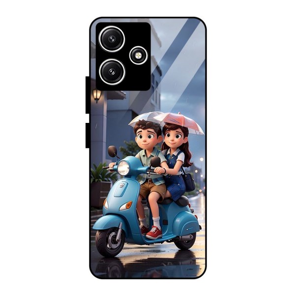 Cute Teen Scooter Glass Back Case for Poco M6 Pro