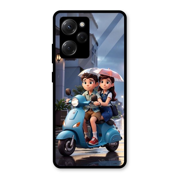 Cute Teen Scooter Glass Back Case for Poco X5 Pro