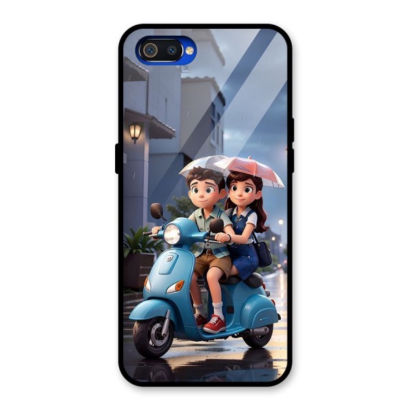 Cute Teen Scooter Glass Back Case for Realme C2