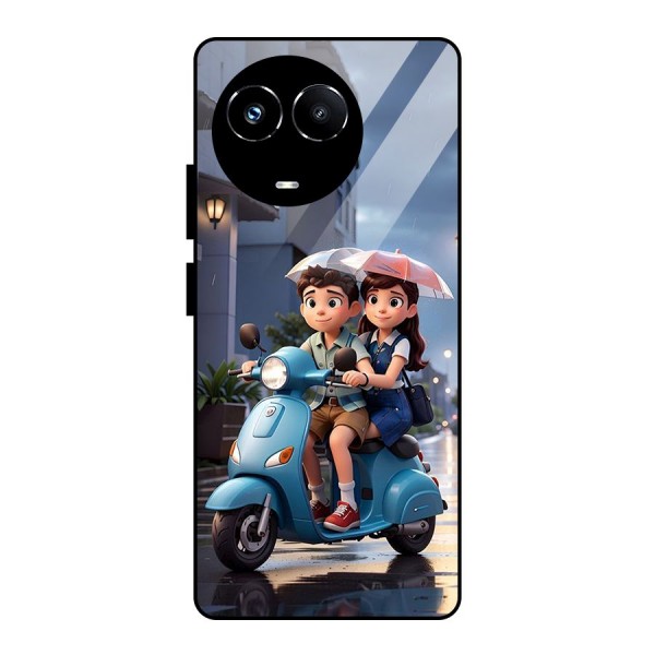 Cute Teen Scooter Glass Back Case for Realme Narzo 60X