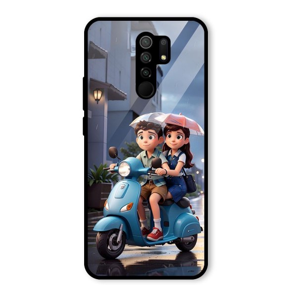 Cute Teen Scooter Glass Back Case for Redmi 9 Prime