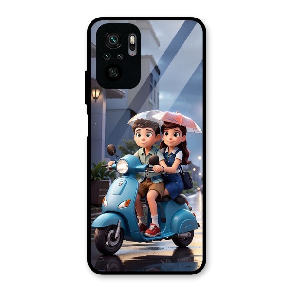 Cute Teen Scooter Glass Back Case for Redmi Note 10S