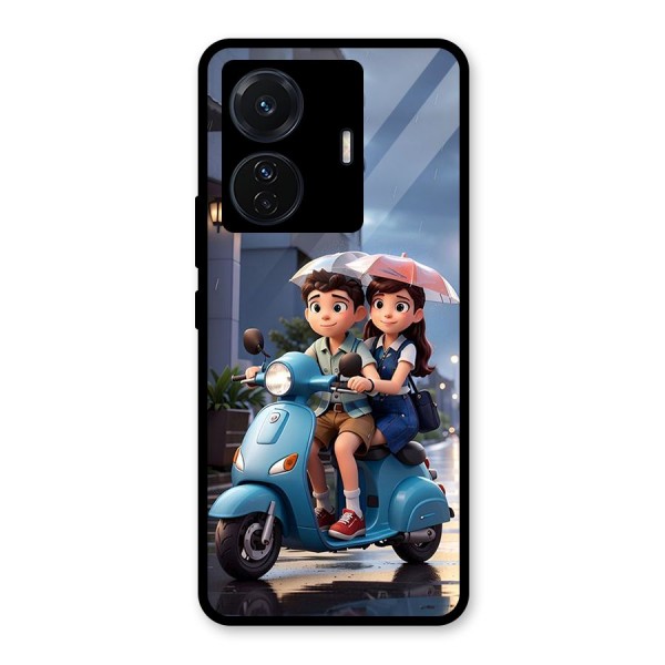 Cute Teen Scooter Glass Back Case for Vivo T1 Pro