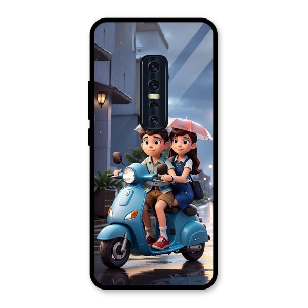 Cute Teen Scooter Glass Back Case for Vivo V17 Pro