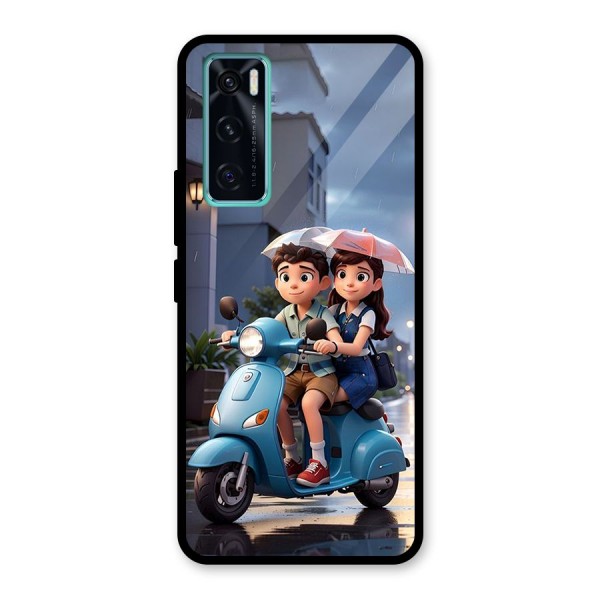 Cute Teen Scooter Glass Back Case for Vivo V20 SE