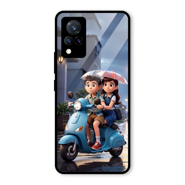 Cute Teen Scooter Glass Back Case for Vivo V21 5G