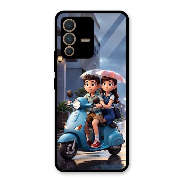 Cute Teen Scooter Glass Back Case for Vivo V23 5G