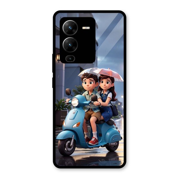 Cute Teen Scooter Glass Back Case for Vivo V25 Pro