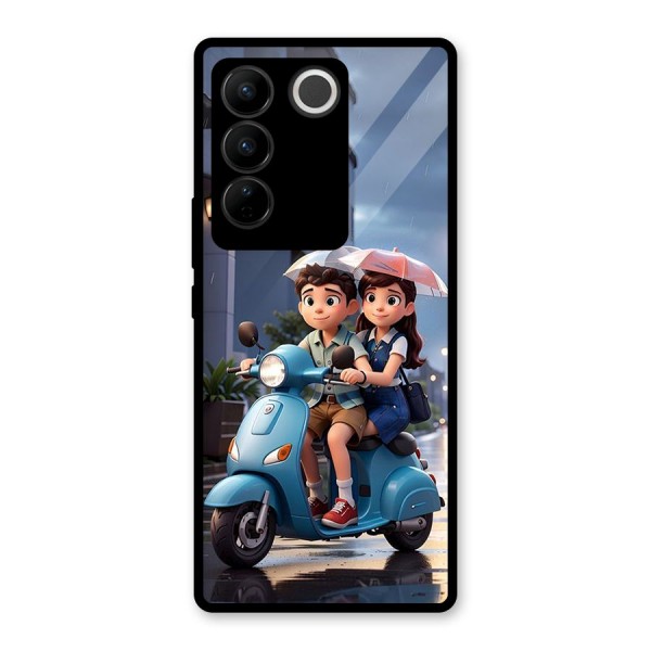 Cute Teen Scooter Glass Back Case for Vivo V27 Pro