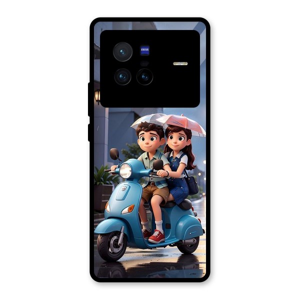 Cute Teen Scooter Glass Back Case for Vivo X80