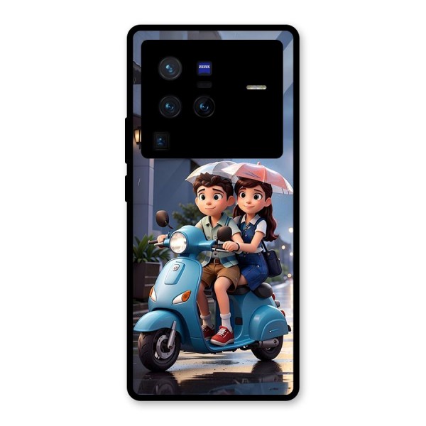 Cute Teen Scooter Glass Back Case for Vivo X80 Pro