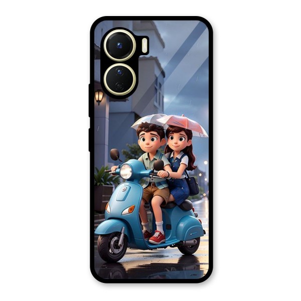 Cute Teen Scooter Glass Back Case for Vivo Y16