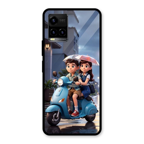 Cute Teen Scooter Glass Back Case for Vivo Y21T