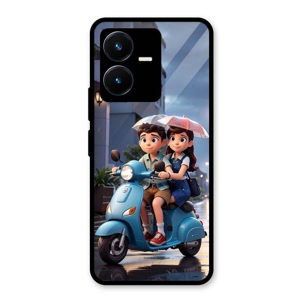 Cute Teen Scooter Glass Back Case for Vivo Y22