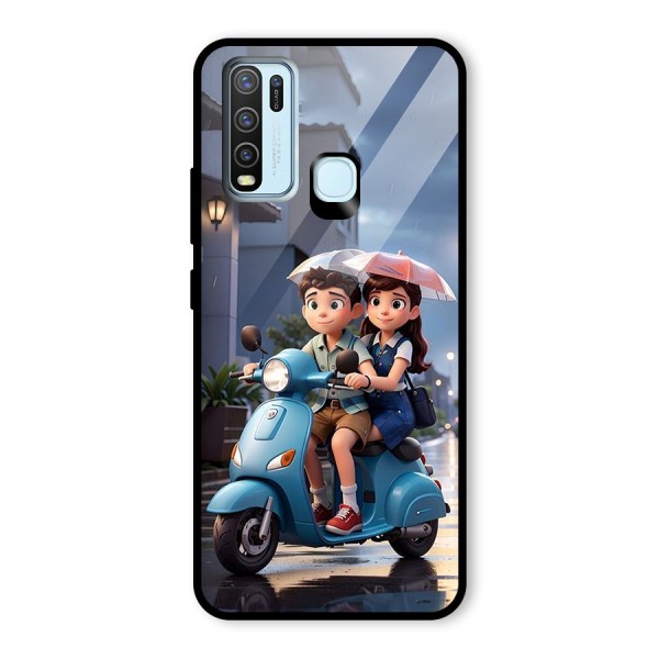 Cute Teen Scooter Glass Back Case for Vivo Y30