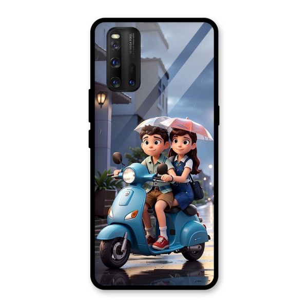 Cute Teen Scooter Glass Back Case for Vivo iQOO 3