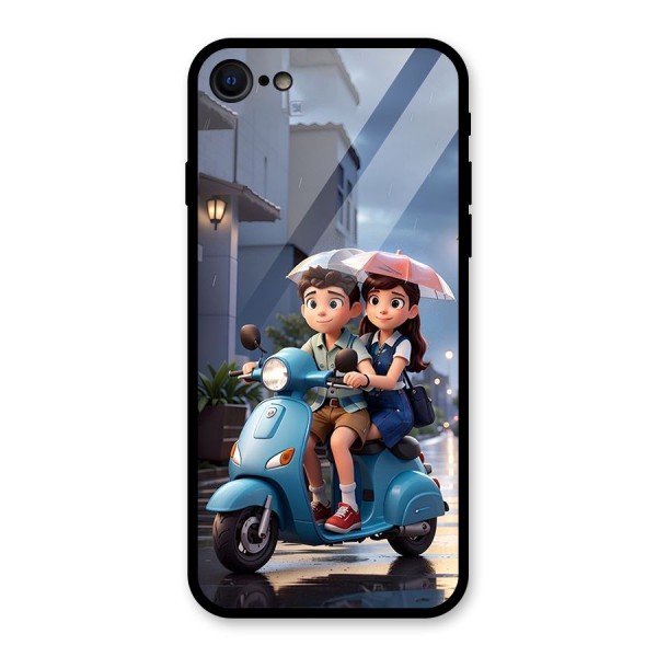 Cute Teen Scooter Glass Back Case for iPhone 8