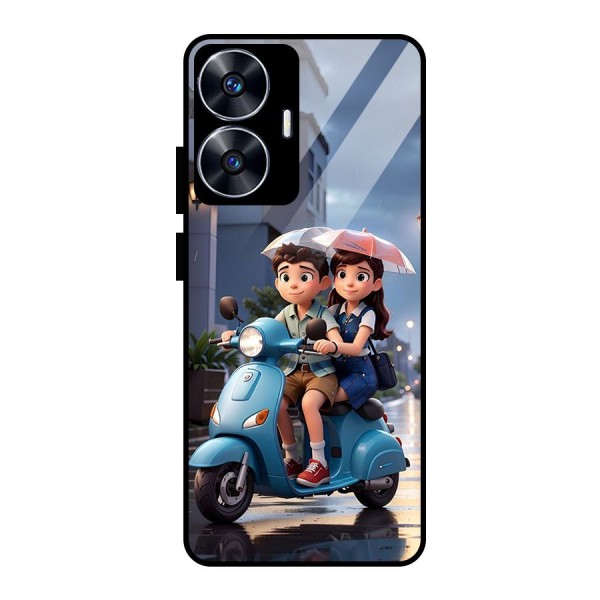 Cute Teen Scooter Glass Back Case for realme C55