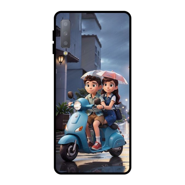 Cute Teen Scooter Metal Back Case for Galaxy A7 (2018)