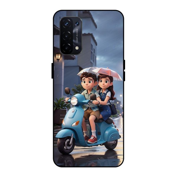 Cute Teen Scooter Metal Back Case for Oppo A74 5G