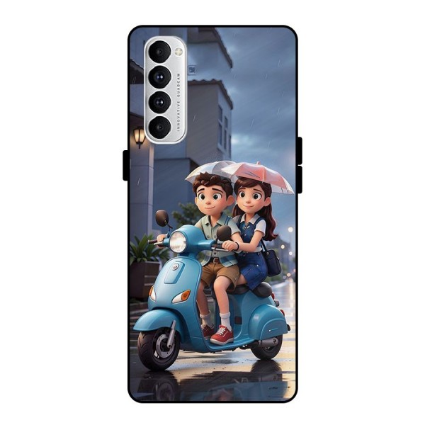 Cute Teen Scooter Metal Back Case for Oppo Reno4 Pro